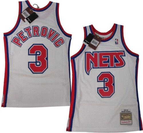 New 1992-93 Drazen Petrovic #3 Nets Mens Mitchell & Ness Swingman Jersey $130