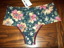NWT HANKY PANKY STRETCH LACE RETRO THONG PANTIES FLORAL 8I1924 BLMU 1 SZ 0-12