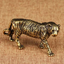 1X Solid Brass Tiger Figurine Statue House Office Decoration Animal Figurines US