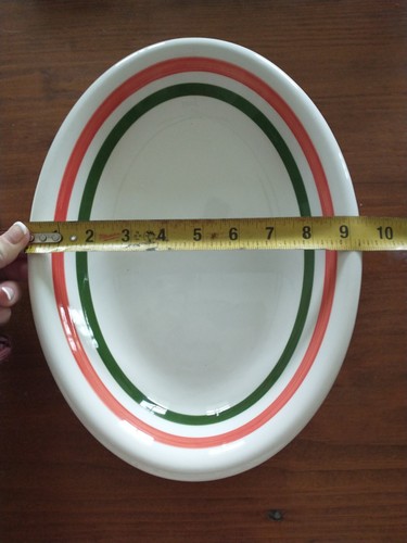 Lot of 2 La Primula Plate Platter Red & Green Stripes Rim Made in Italy - Picture 2 of 5