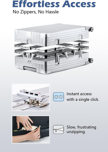 Carry on Luggage with Aluminum Frame, 20 Inch PC Hard Shell Suitcase with Spinne - Picture 2 of 6