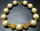 MIRIAM HASKELL Faux Pearl Golden Filigree Vintage Necklace