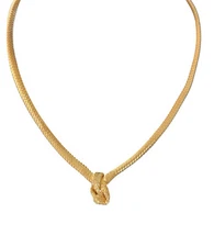Vintage Emmons Elegant Mesh Knot Necklace Choker Gold Tone 
