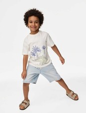 Marks & Spencer Boys Blue Cotton Denim Boys Shorts - M&S