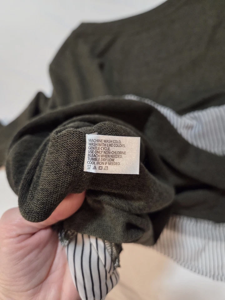 Suéter boho grande gris verde con dobladillo a rayas en capas de la Asociación de Polo de Estados Unidos para mujer Foto 4 de 4