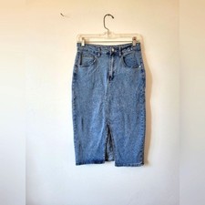 Midi Length Denim Jean Skirt Below Knee Modest Teacher American Y2K 90s Medium