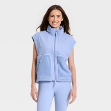 Women's High Pile Vest - JoyLab Periwinkle Blue M