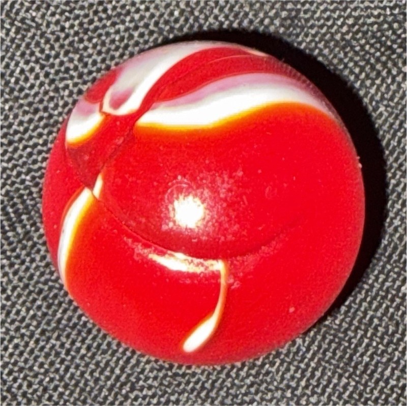 Vintage transitional pinch pontil red and white hand gathered 