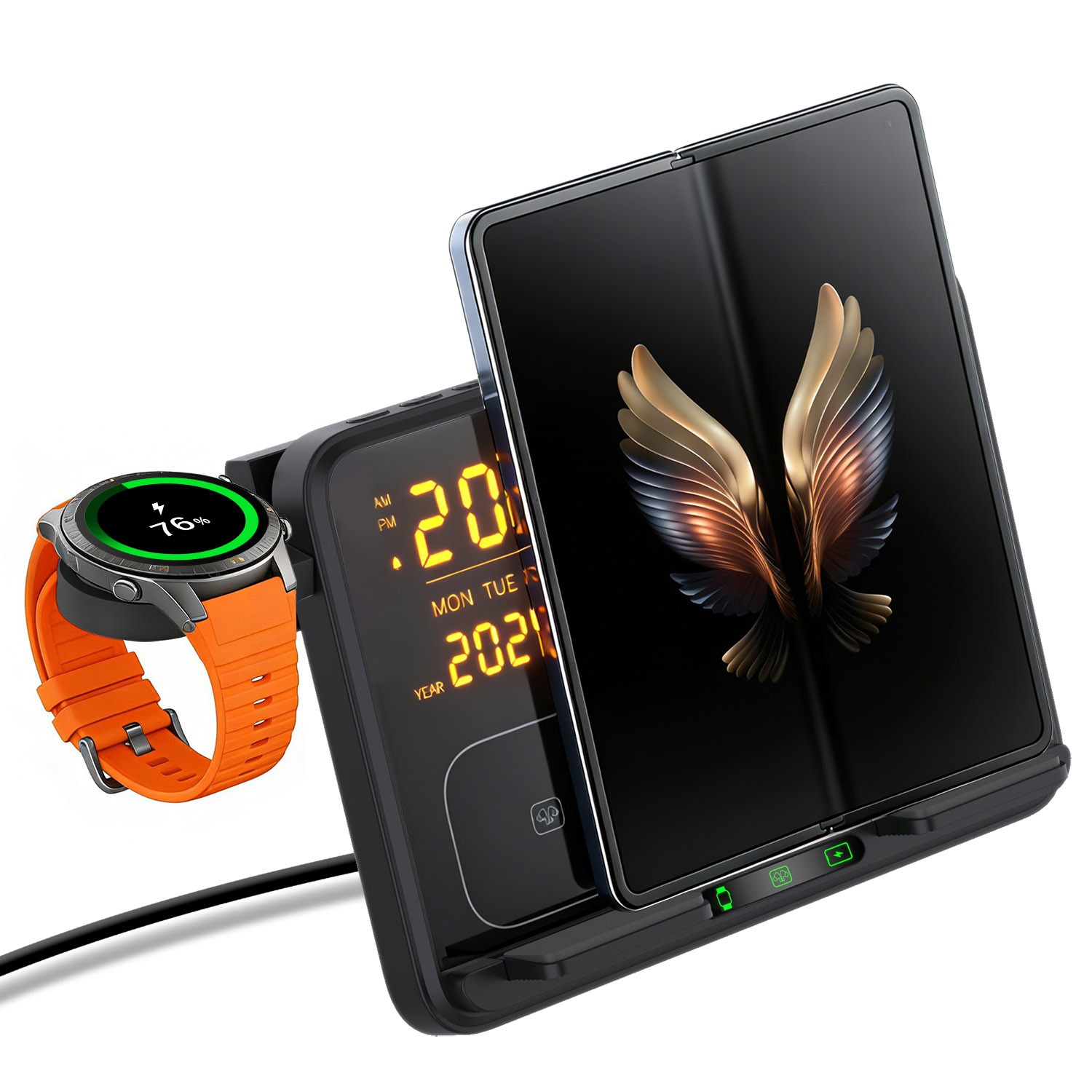 4in1 Wireless Charger Station Digital Alarm Clock For Samsung S26 Galaxy Watch 8