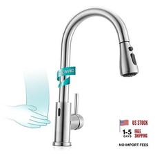 Touchless Kitchen Faucet with Pull Down Sprayer Brushed Nickel, Side Motion