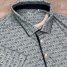 Puma Cloudspun Branch Polo Shirt Men's 2XL Blue Teal Leaf Performance Stretch