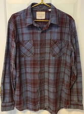 Original weatherproof vintage Mens Large Flannel Button Down Shirt Maroon Gray