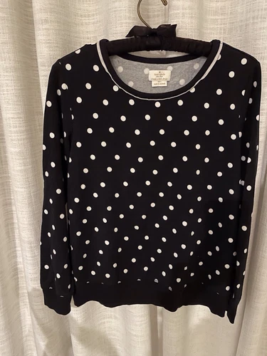Felpa girocollo donna Kate Spade nera con pois bianca taglia S