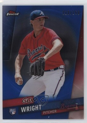 2019 Topps Finest Blue Refractor 112/150 Kyle Wright #87 Rookie RC sc2