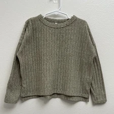 Rylee + Cru Kids Ribbed Knit Long Sleeve Top 4-5Y Oeko-Tex Neutral Beige Tan