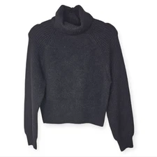 Elodie Soft Chunky Knit Turtleneck Sweater, XS, Black, EUC