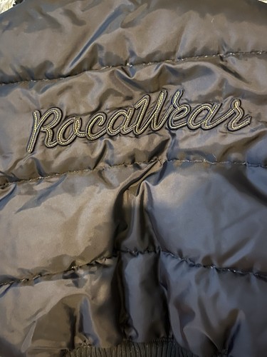 Rocawear Black Convertible To Vest Puffer Jacket Y2K Women's Small Lined Collar - Picture 8 of 9
