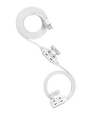 2 Prong Extension Cord 7FT + 3FT Indoor Extension Cord, 2 Groups 3 10FT White