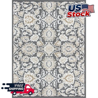Mainstays Charcoal Damask Indoor Area Rug 4'11'' x 6'6'' Living Room Carpet