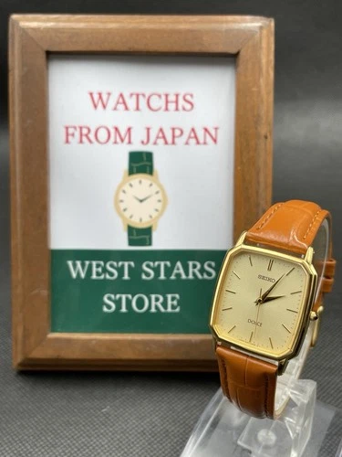 [Near Mint] Vintage SEIKO Dolce 8J41-5000 Gold Quartz Gold Men's Watch JAPAN