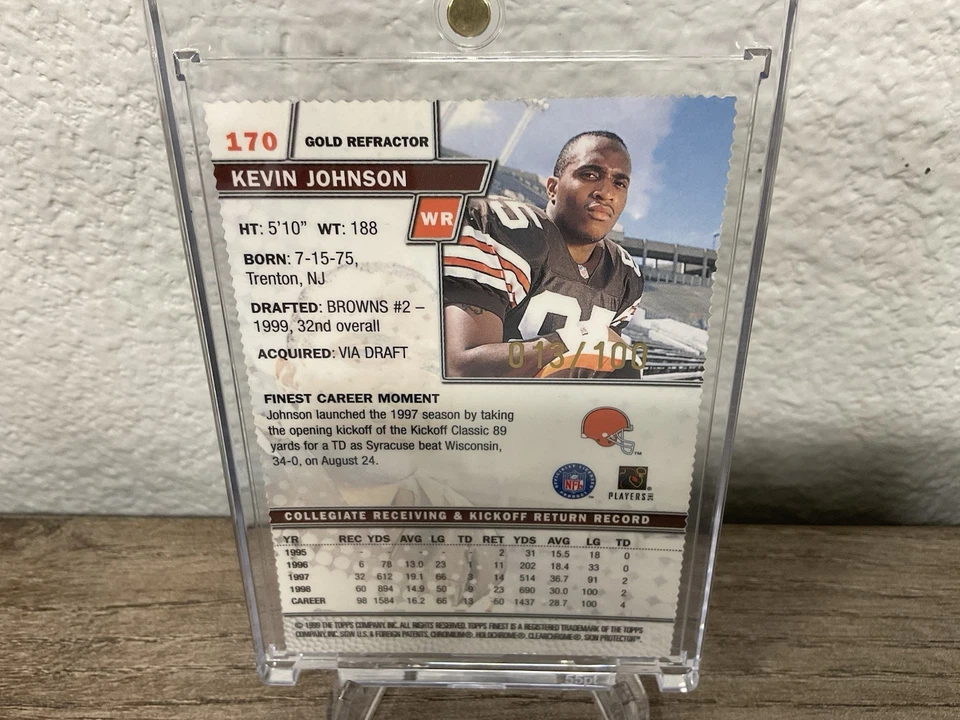 Topps Finest Gold Refractor 1999 Kevin Johnson novato #170/100 Foto 2 de 2