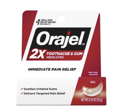 Orajel Instant Pain Relief Gel, 2x Strength, 0.25 oz Pack of 1 