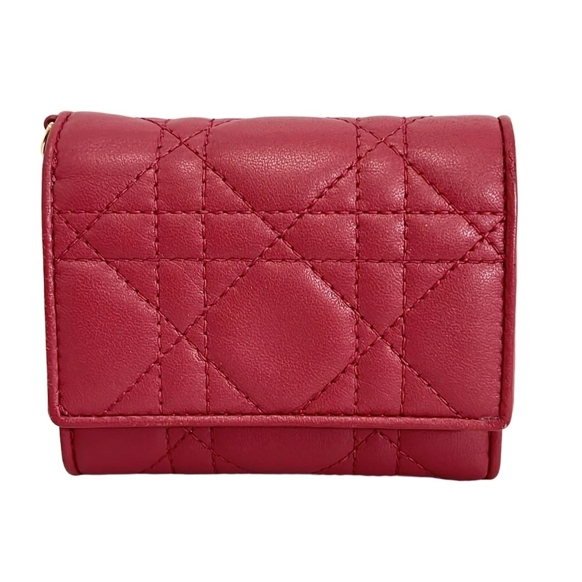 Auth DIOR/ChristianDior Lady Dior   Portefeuille triple cuir rose