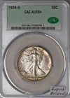 1934-D Walking Liberty Half Dollar CAC AU 58+; Superb Original & Well Struck!