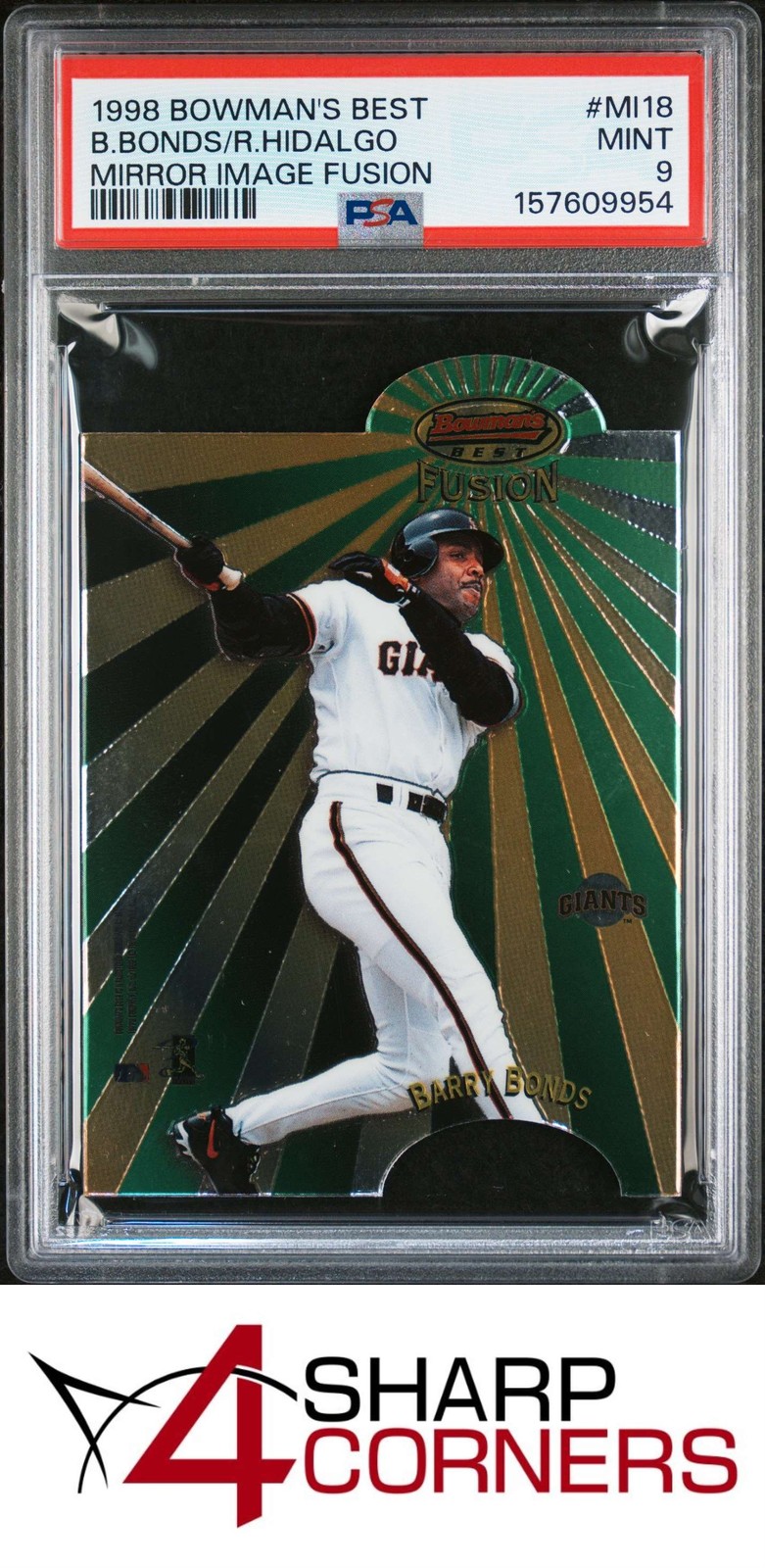 1998 BOWMAN'S BEST MIRROR IMAGE FUSION #MI18 BARRY BONDS PSA 9