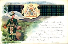 1900s Clan Gordon Heraldry Postcard Tartan Crest Huntly Castle Scotland