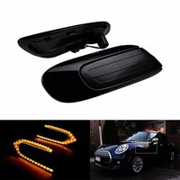 2Pcs Schwarz Rauchglas LED Seitenblinker Licht Bernstein Mini Cooper F55 F56 F57