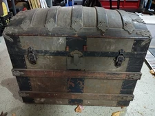 Rare Antique Victorian 19th Century Dome Top/Humpback Steamer Trunk
