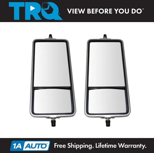 TRQ 16x7 Stainless Steel West Coast Convex Mirror Pair Bubble Back for HD Truck