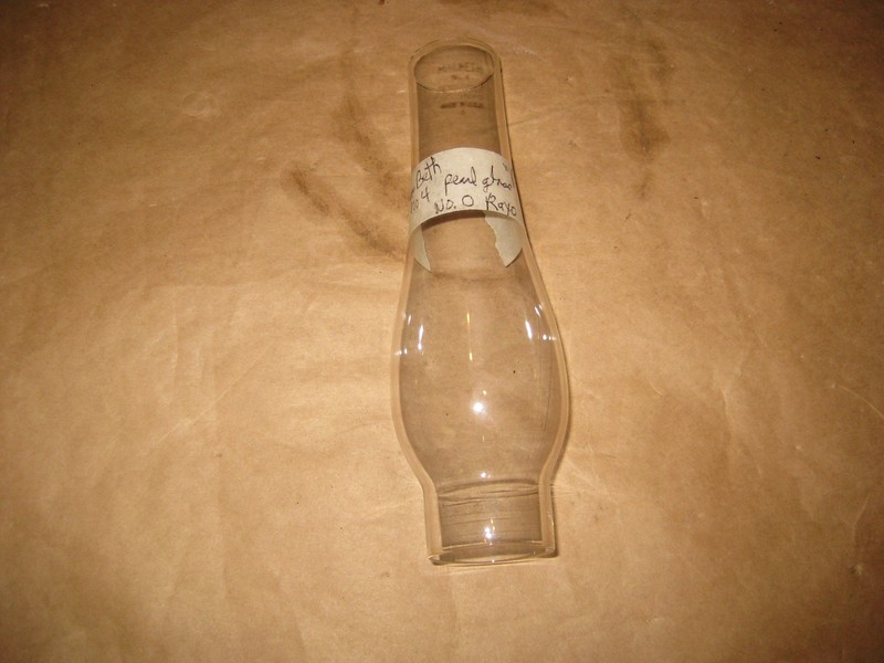 VERY RARE SIGNED MacBETH No. 4 Pearl Glass Clear Glass Lamp Chimney