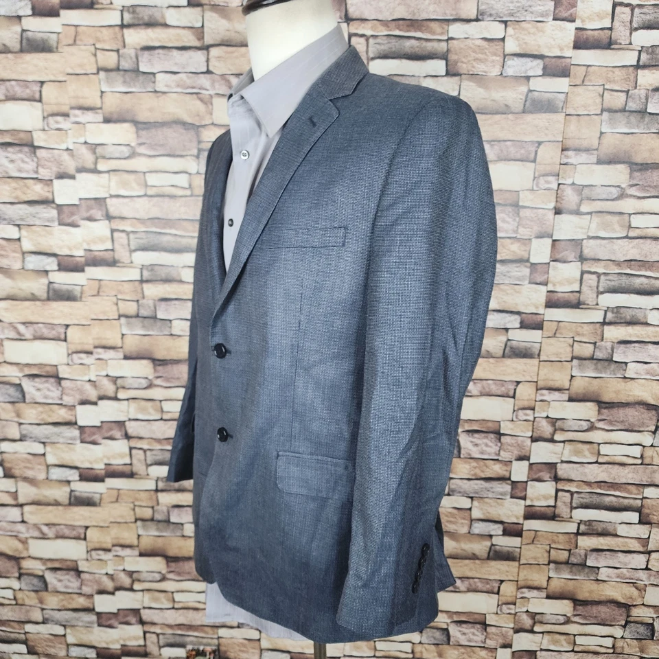 Abrigo Blazer Deportivo Joseph Abboud Para Hombre 40S Gris Tejido Cuadros DV Lana Seda Foto 4 de 4