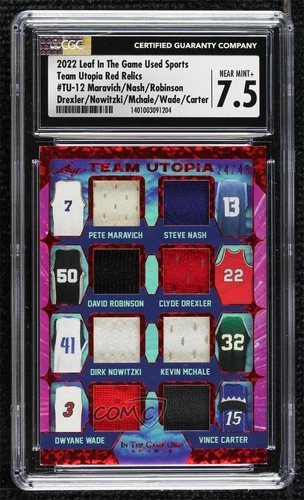 2022 Leaf ITG Used Sports Red Pattern /45 Pete Maravich Steve Nash CGC 7.5 HOF