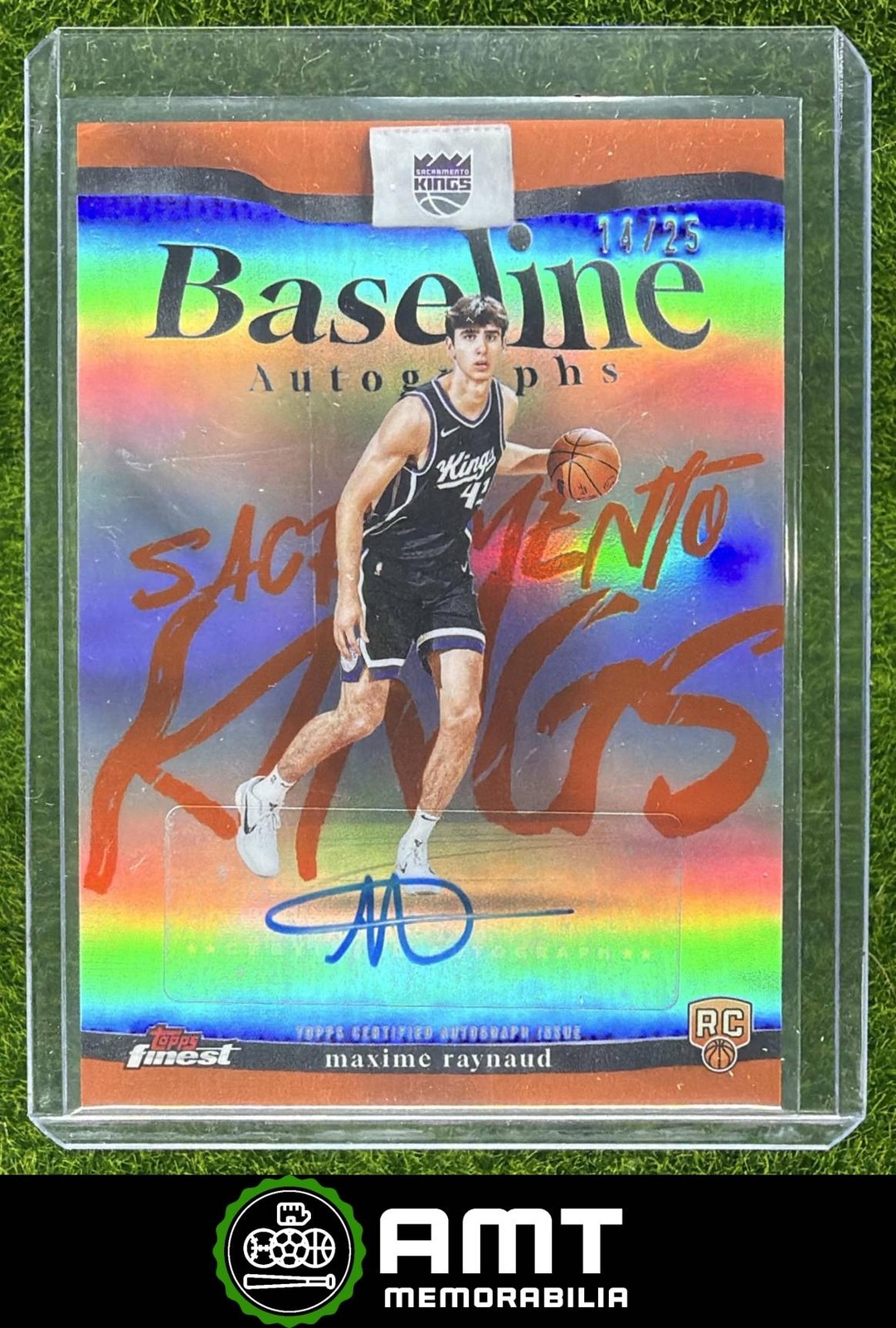 Maxime Raynaud RC Auto 2025-26 Topps Finest 14/25 Baseline Orange Kings