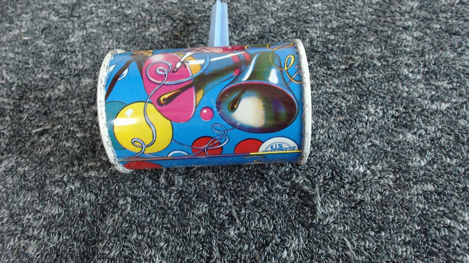 VTG 6 Pc US Metal Toy Noise Maker Circus Party Ratchet Tin Litho Sound Clown