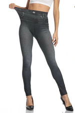 High Waist Jeggings Faux Denim Jeans Leggings Printed Pencil Pants S/M