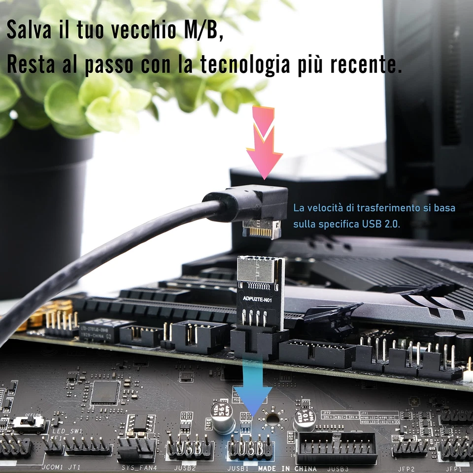 EZDIY FAB Adattatore da USB 2.0 con Internal Header(9 pin) a USB 3.1/3.2 Type C - Immagine 3 di 4