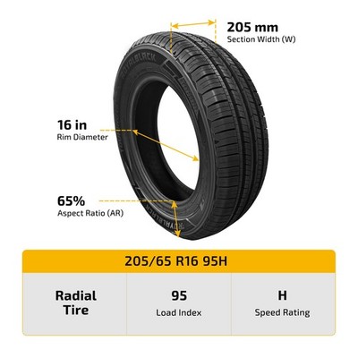 Pair of TOURING 205/65R16 95H Tires HP Fits Honda CR-V 2.4L 7.9mm