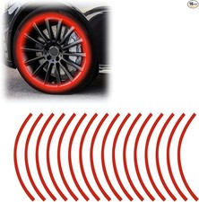 16PCS 17''-19'' Reflective Wheel Rim Stripe Sticker Decal, Waterpro Color: Red