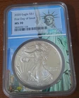 2020 $1 1oz Silver Eagle NGC MS70 First Day of Issue Statue of Liberty Core