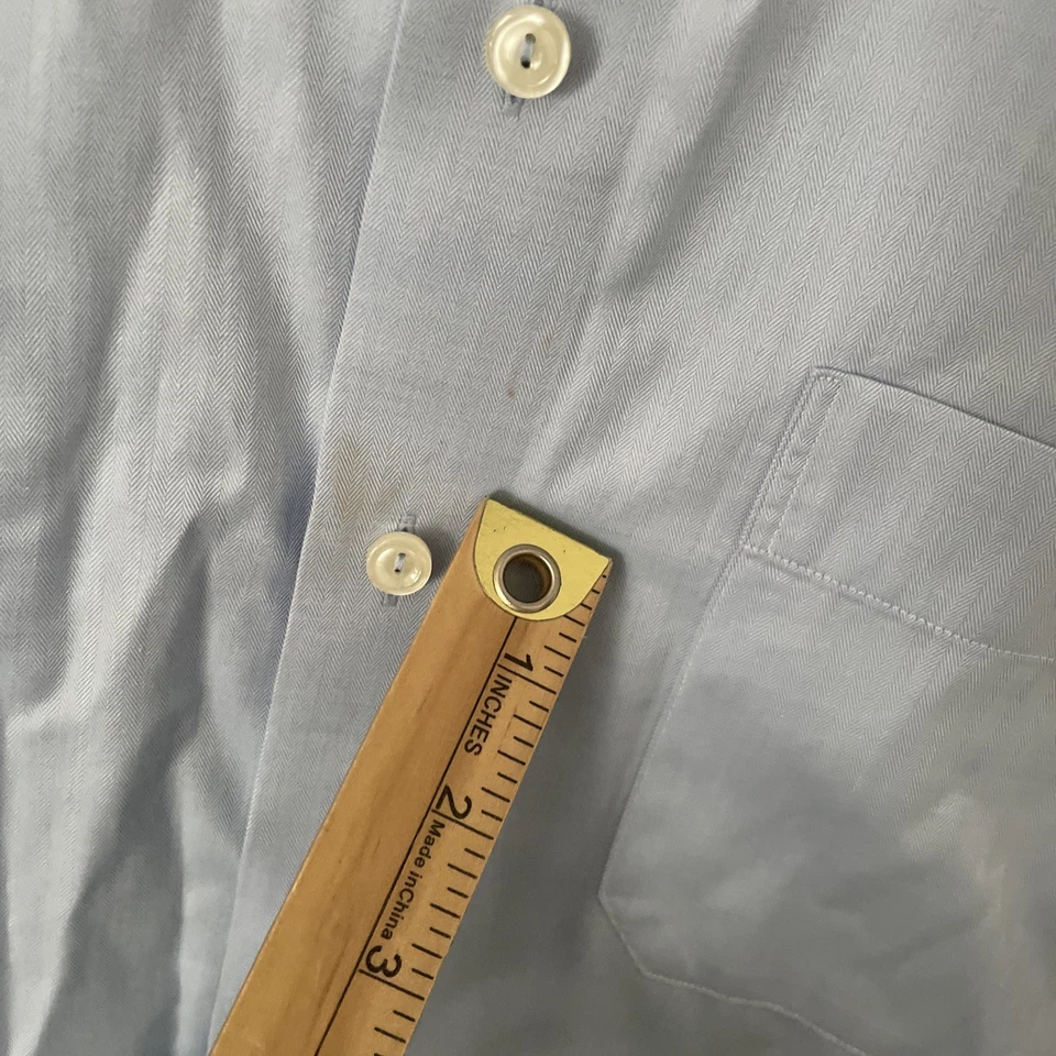 Camisa con botones ETON para hombre azul liso XL algodón manga larga cuello bolsillo Foto 4 de 4