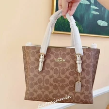 NWT Coach Mollie Tote Bag 25 In Signature Canvas CW443 GOLD TAN/LIGHT CHAMPAGNE