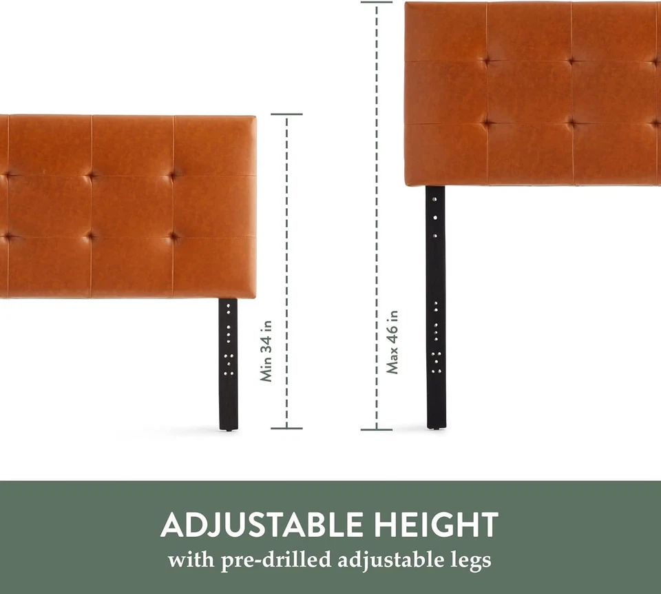 Edenbrook Hawthorne Faux Leather Headboard-Modern-Adjustable Height, Queen - Image 3 of 4