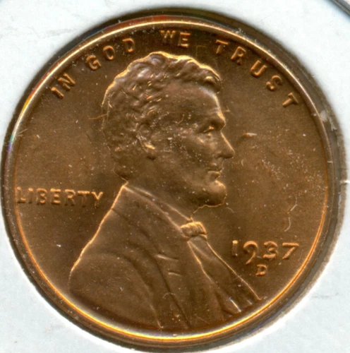 1937-D LINCOLN CENT, GEM BRILLIANT UNCIRCULATED RED. GREAT PRICE!