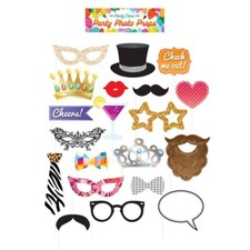 Lot de 20 accessoires de photomaton de fête assortis avec bâtons