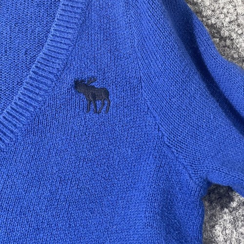 Abercrombie Fitch Kids Girls Sweater Blue V neck Moose Classic Y2K Preppy L - Picture 2 of 11