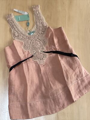 Hoss Shirt Top ärmellos Häkelspitze Blume Kreis Schleife LEINEN interessant rosé